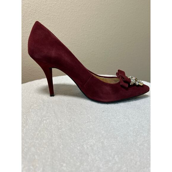 Michael Micheal Kors Felicity Burgundy Suede Stiletto Heels - Picture 5 of 11